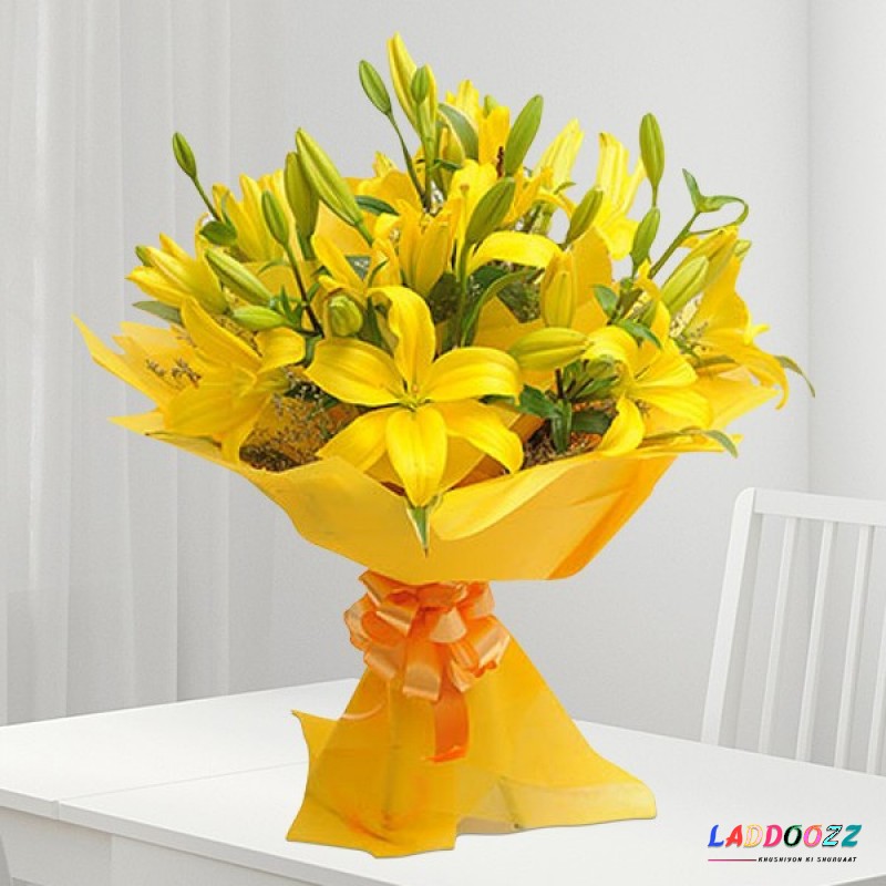 Bright Yellow Asiatic Lilies Bouquet 
